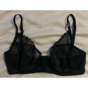 NEW Victoria's Secret Black Sheer Unlined‎ Underwire Demi Bra, 32D